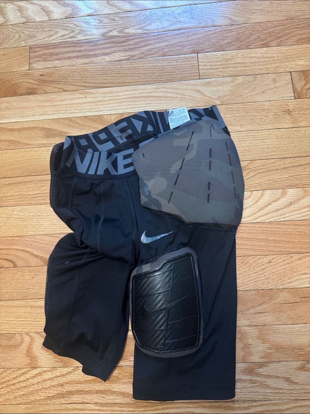 Nike Black Men’s Padded Compression Shorts with Camo Hip Panel